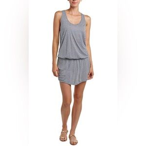 Splendid blue striped racer back dress.